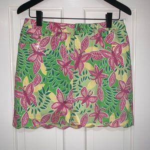Lilly Pulitzer butterfly pink green sequin skirt